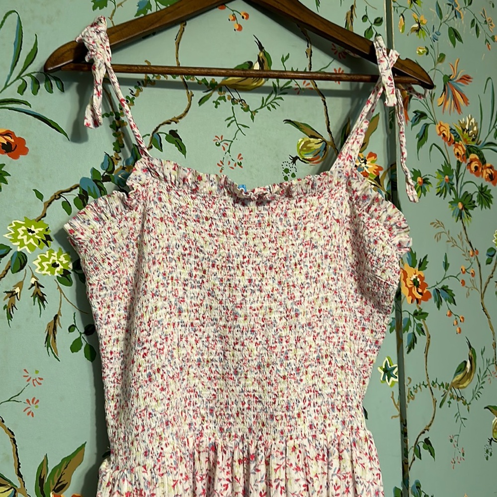 Draper James Shirred Midi Sundress Pink Floral with POCKETS flowy boho XL